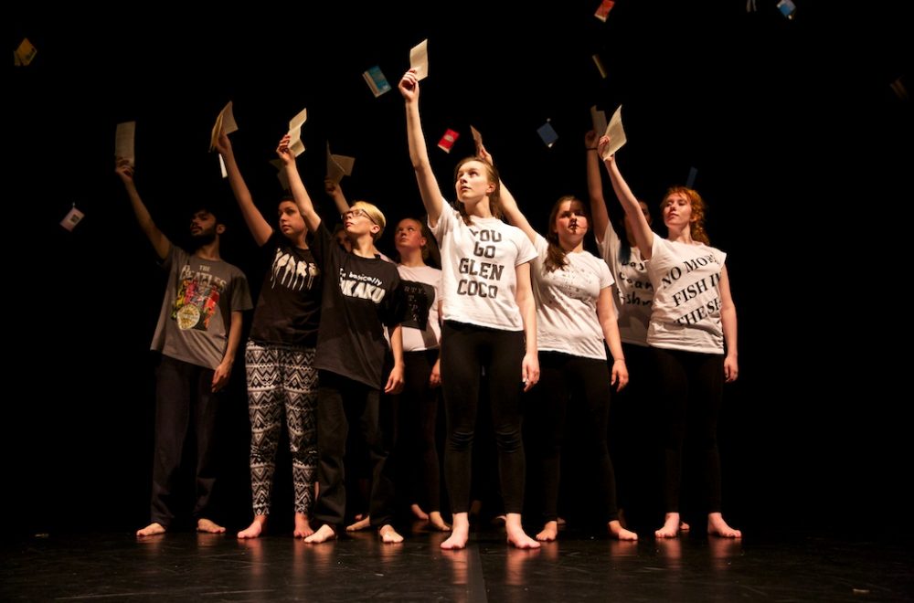 Pages by Highly Sprung, dress rehearsal at The Belgrade Theatre, Coventry