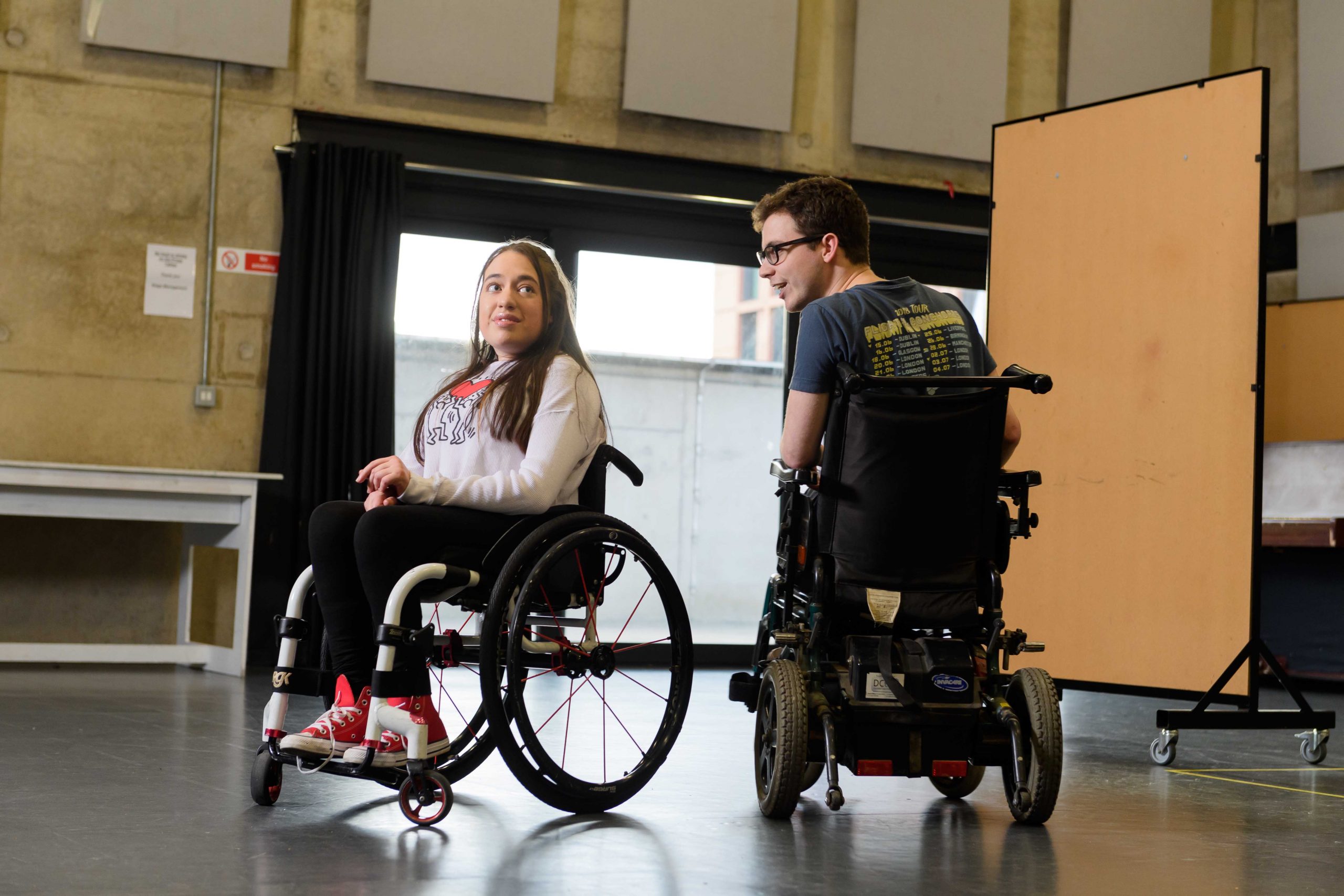 Maya Coates and Jack Hunter in rehearsals for Kerbs.