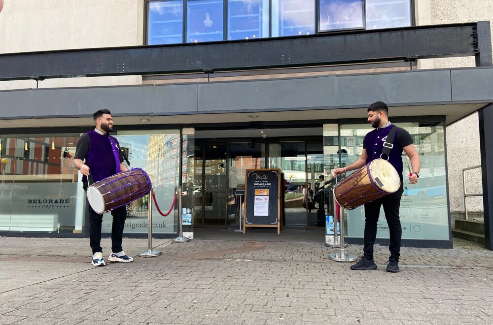 The Imperial Drummers make some noise to welcome visitors.